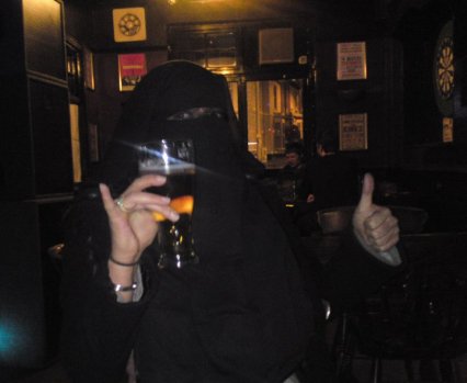 Drinking Cola under  Burqa. Burrrrrrrp!